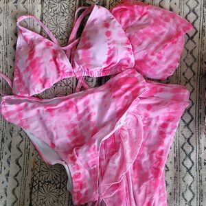 Tie Dye Bikini With Coverup Set